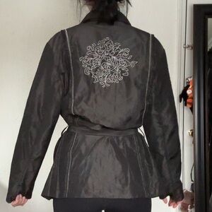 Chico's Black Coat with Embroidery